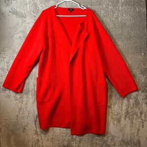 J Crew Juliette Collarless Wool Blend Sweater Blazer Size‎ 2X Red
